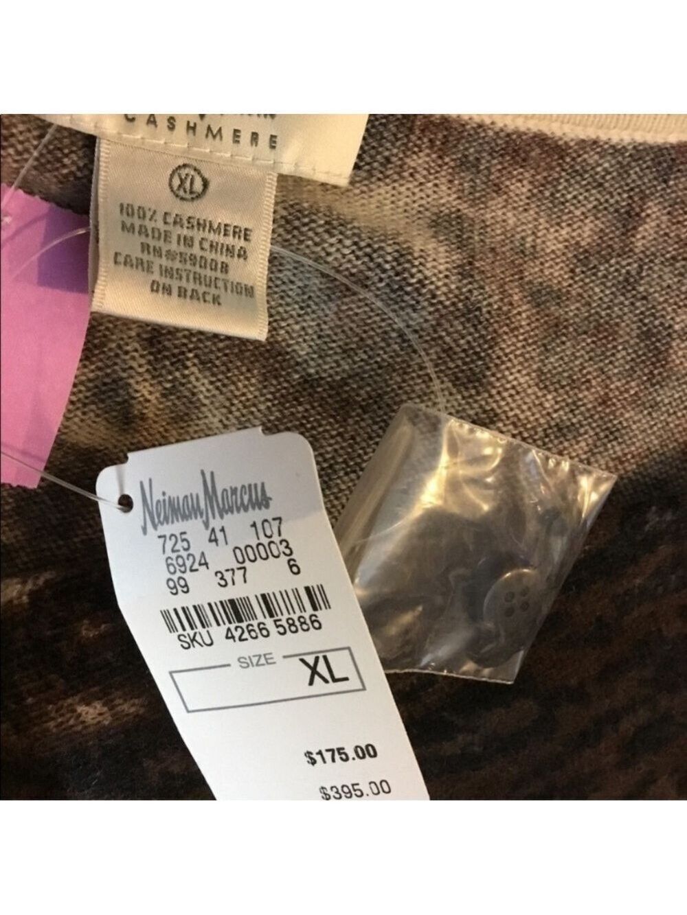 Neiman Marcus 100% Cashmere Leopard Print Cardigan Sweater XL NWT - Picture 9 of 13
